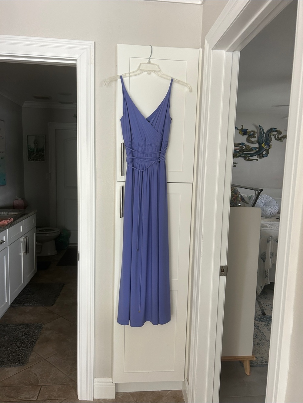 White House Black Market Periwinkle Wrap-Front Maxi Dress